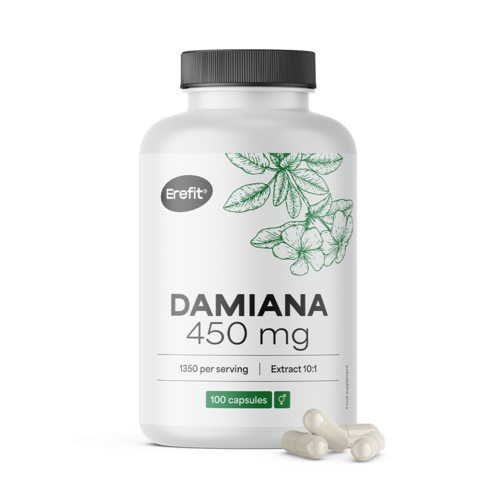 Damiana 450 mg – extrait 10:1, 100 gélules