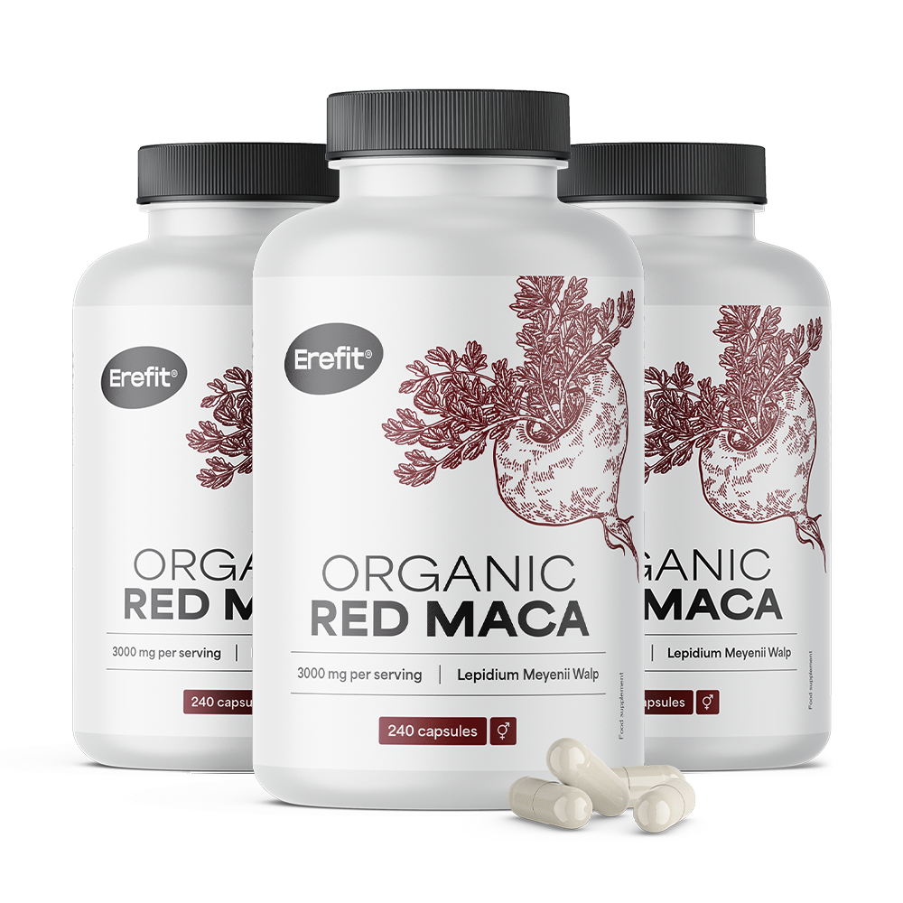 BIO Maca rouge 3000 mg avec vitamine C naturelle.